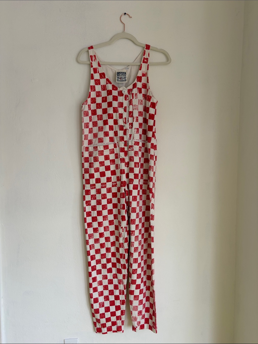 Jungmaven Red & White Checkerboard Jumpsuit